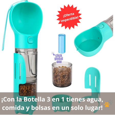 ¡Botella 3 en 1 para tu mascota!