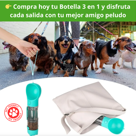 ¡Botella 3 en 1 para tu mascota!